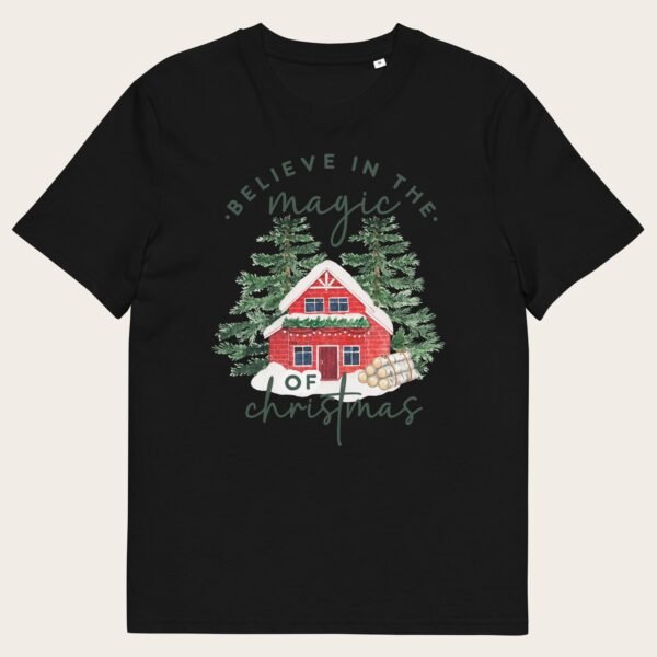 Forest house Christmas unisex organic cotton t-shirt - Image 2