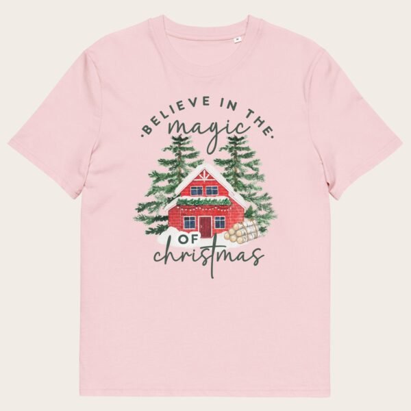 Forest house Christmas unisex organic cotton t-shirt - Image 3