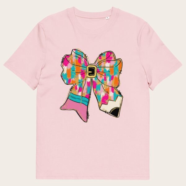 Pencil ribbon bow Christmas unisex organic cotton t-shirt - Image 2