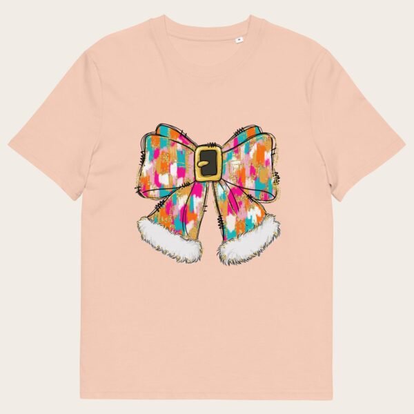 Santas ribbon bow Christmas unisex organic cotton t-shirt