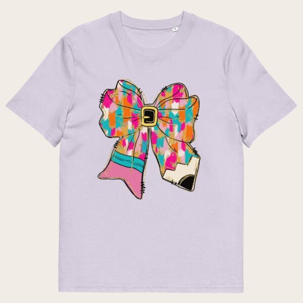 Pencil ribbon bow Christmas unisex organic cotton t-shirt - Image 4