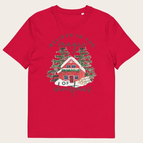 Forest house Christmas unisex organic cotton t-shirt - Image 5