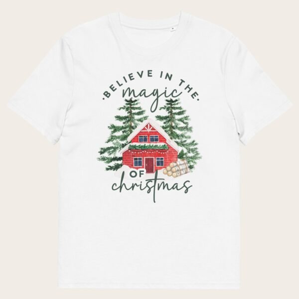 Forest house Christmas unisex organic cotton t-shirt - Image 6